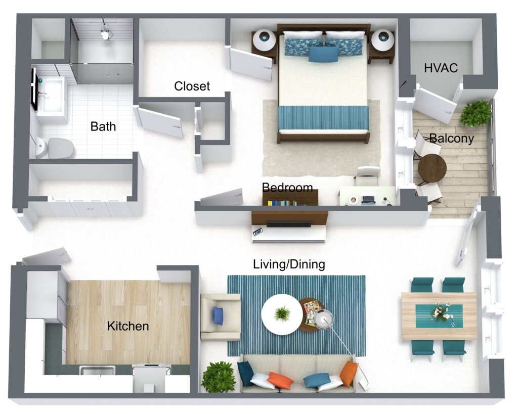 Meer Independent Living Apartments - One Bedroom Layout