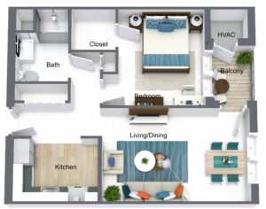 Meer Independent Living Apartments - One Bedroom Layout